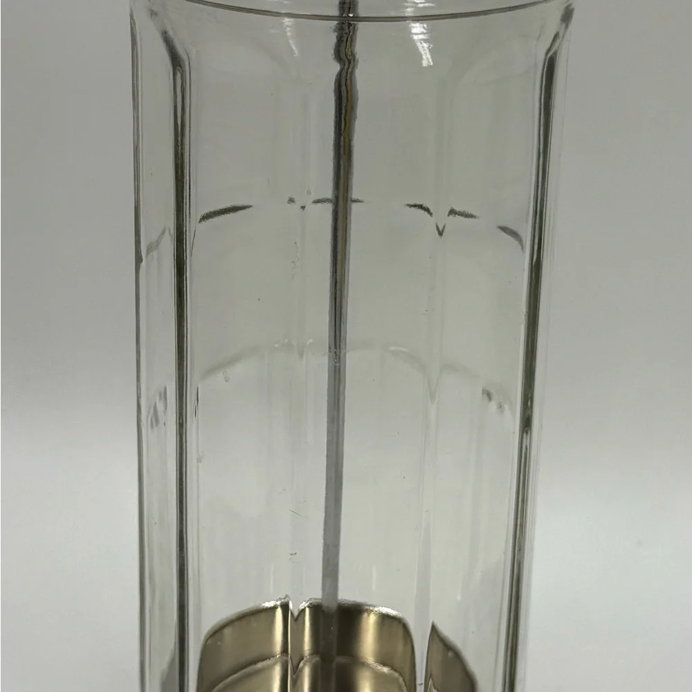 Straw Dispenser 11 Inch Vintage Heavy TableCraft Paneled‎ Clear Glass Metal Lift